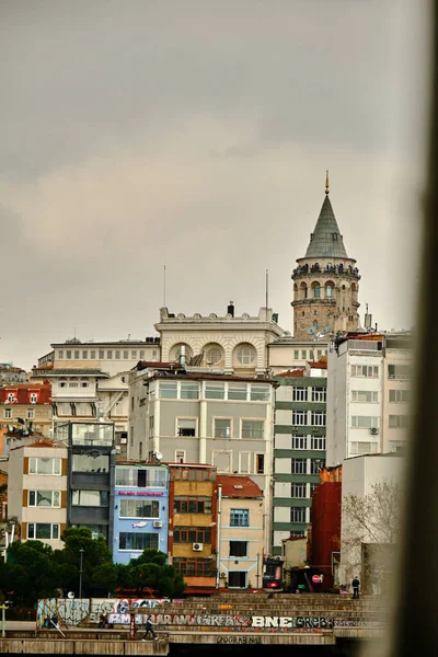 2021 Stanbul Hindisi Yağmurlu Bir Günde Bulutlu Bir Havada Galata — Stok fotoğraf