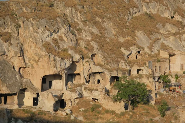 Jaulas Excavadas Colina Hechas Calizas Capadocia Goreme Turquía Para Casas — Foto de Stock