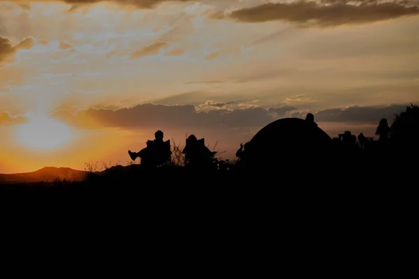 Zonsondergang Kijken Rose Vallei Zonsondergang Kizil Vadi Met Silhouet Van — Stockfoto