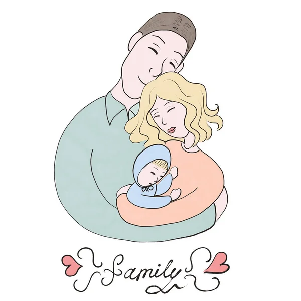 Family Hug Mom Dad Baby — Stock Photo, Image