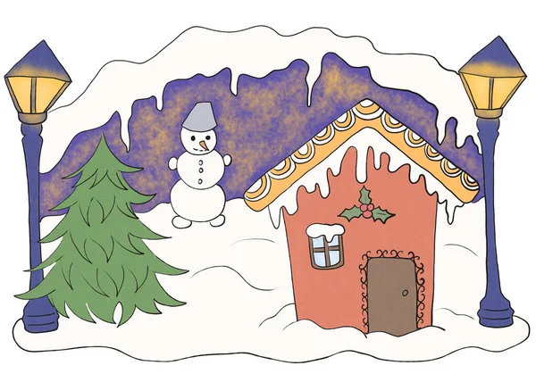 Sihirli karlı Noel Yıldızlı akşam