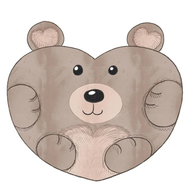 Love Valentine Brown Bear Heart Shaped — Stock Photo, Image