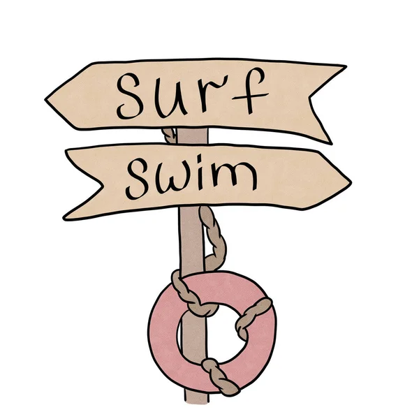 Yüzme yönlü bir plaj tabelası.