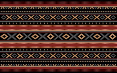 Altın Kırmızı ve Siyah Detaylı Geleneksel Sadu Kumaş Motifi