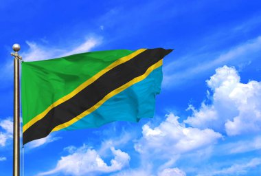 Tanzanias Birliğin ve Doğal Güzelliğin Amblemi Bayrağı