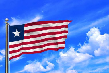 Liberya Ulusal Bayrağı Açık Gök Altında Parıldıyor