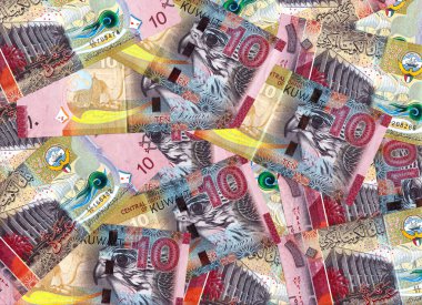 Pembe On Dinar Kuveyt Banknotları Finansal Arkaplanda Harmanlandı