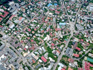 Bacau City 'nin Havadan Manzarası Romanya Doğu Avrupa