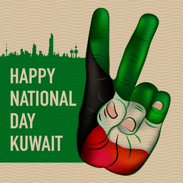 Zafer işareti el Kuveyt ulusal bayrak boyalı