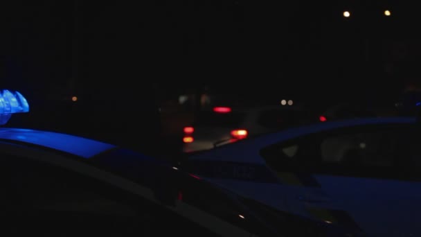 Polisen nödbelysning isolerade i svart — Stockvideo