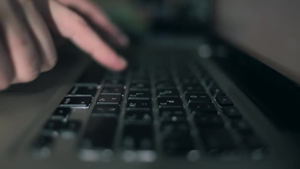 Man Typing on Laptop Keyboard — Stock Video