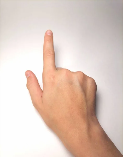 Mão Dedo Indicador Fundo Branco — Fotografia de Stock