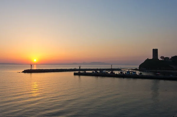 Восход Солнца Маленькой Рыбацкой Гавани Греции — стоковое фото