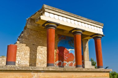 Yunanistan 'ın Girit adası yakınlarındaki Knossos sarayının ayrıntıları