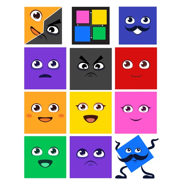Cute square icons — Stock Vector
