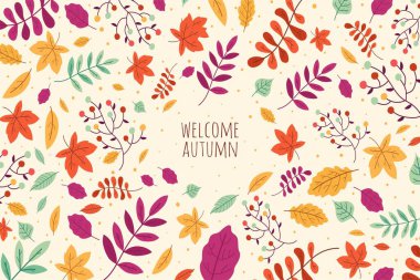 El çizimi sonbahar yaprakları arka plan