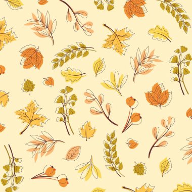 El çizimi sonbahar yaprakları arka plan