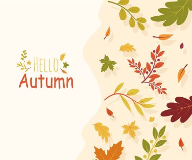 El çizimi sonbahar yaprakları arka plan