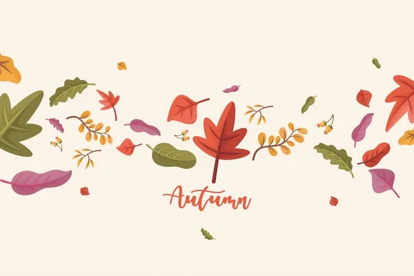 Otoño Hojas Fondo Plano Diseño — Vector de stock