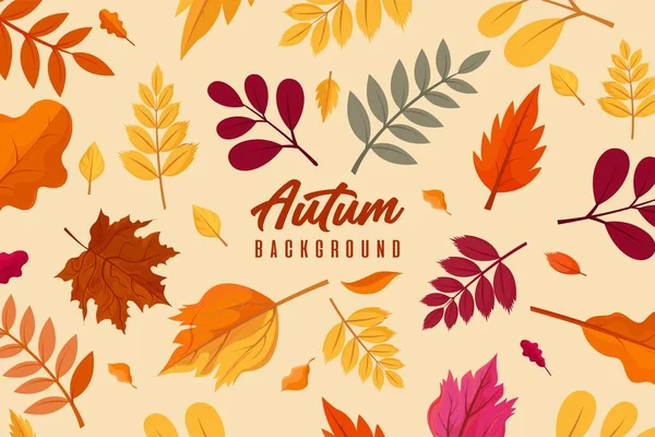 Flache Herbst Blätter Dekorativen Hintergrund — Stockvektor