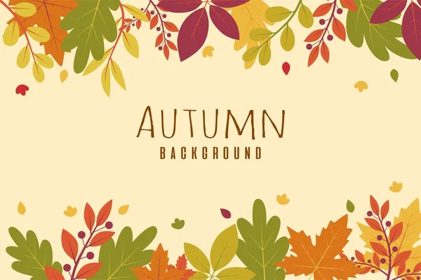 Handgezeichnete Herbstblätter Hintergrund Mit Bunten Blättern — Stockvektor