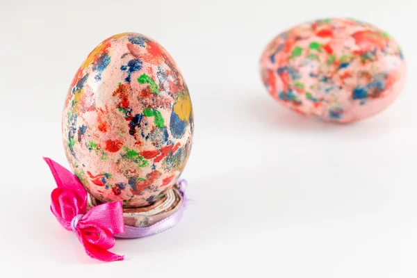 Painted Easter egg in custom egg holder — Stock Photo, Image