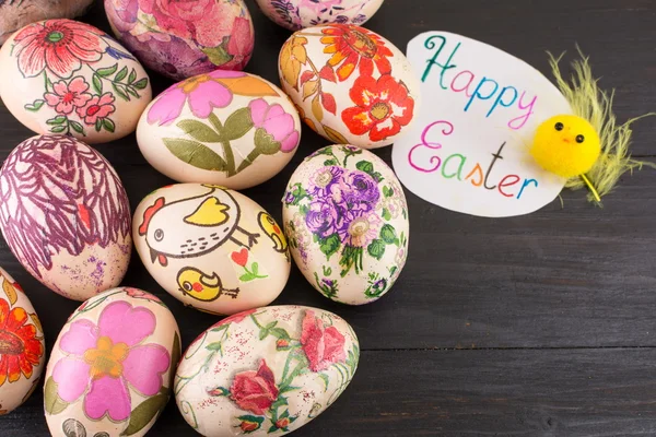 Happy Easter card with decorated Easter eggs — Stock Photo, Image