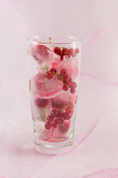 Berry fruit with ice cubes — Stock Photo, Image