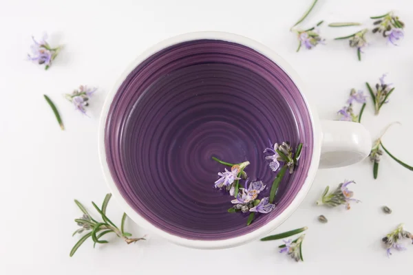 Tè al rosmarino con fiori di rosmarino freschi — Foto Stock
