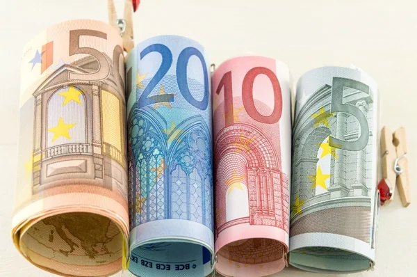 Rolled up euro bills — Stock Photo, Image