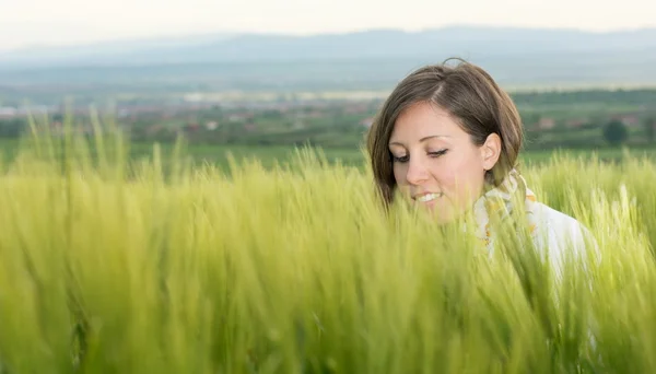 小麦畑の女 — ストック写真