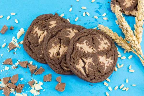 Cioccolato scaglie biscotti marroni e grano — Foto Stock