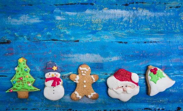 Biscuits Noël Sur Une Table Avec Des Décorations Festives Vacances — Photo