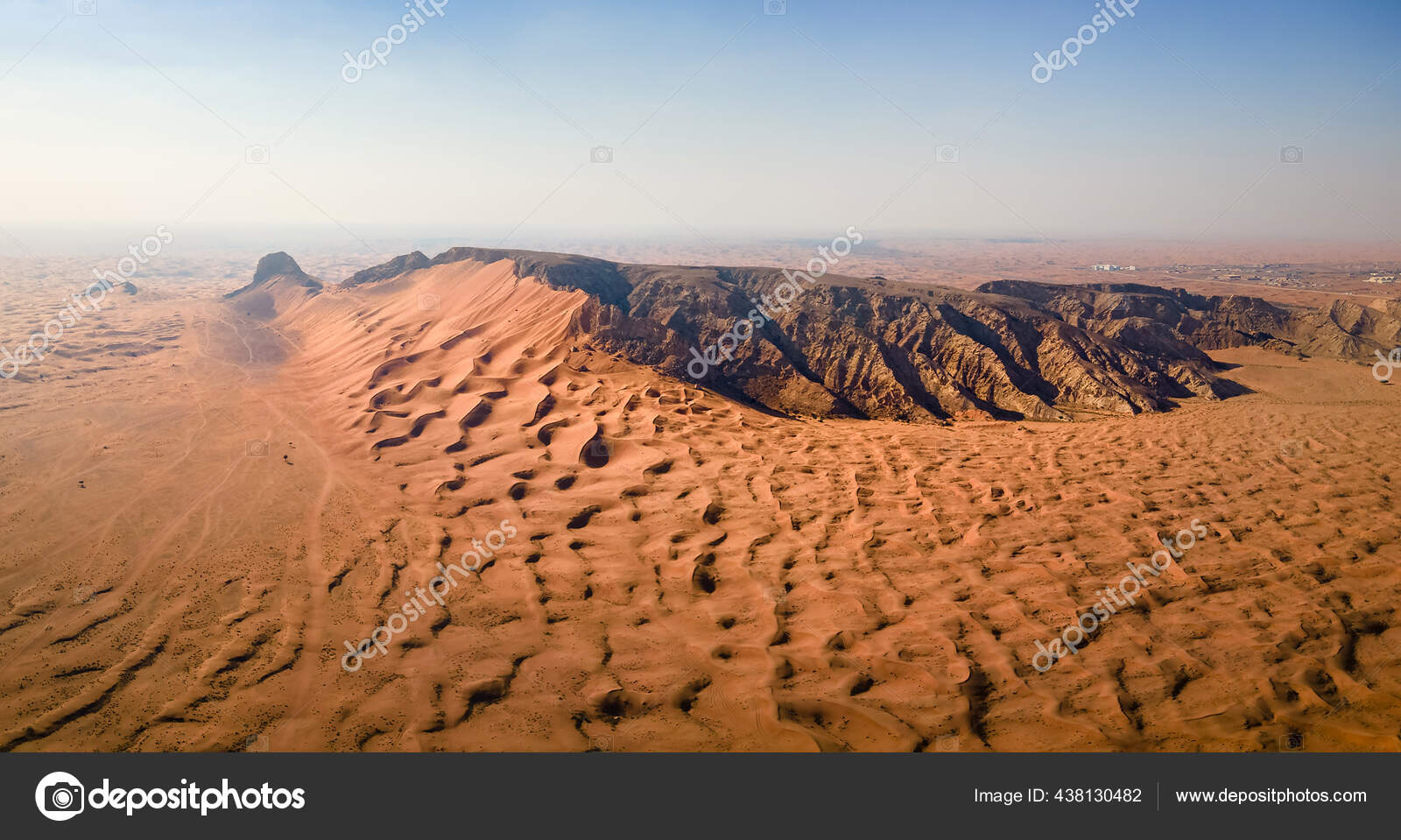 Aerial Panorama Fossil Rock Sharjah Desert United Arab Emirates Sand
