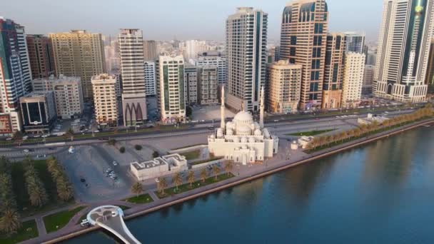 Veduta Aerea Dell Emirato Sharjah Degli Emirati Arabi Uniti Sopra — Video Stock