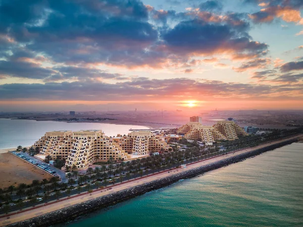Sonnenaufgang Über Der Marjan Island Einer Künstlichen Insel Emirat Ras — Stockfoto