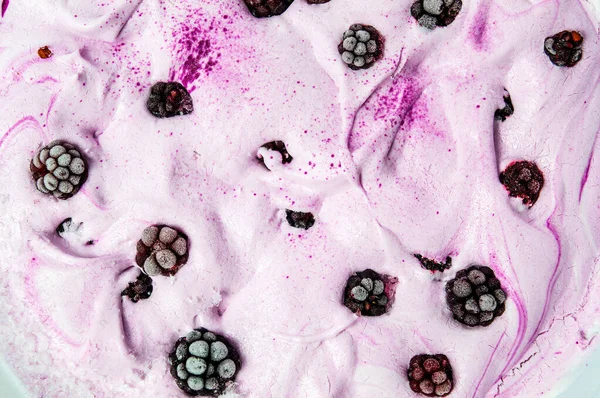 Blueberry Ice Cream Fresh Fruits Closeup Background — Stock Photo, Image