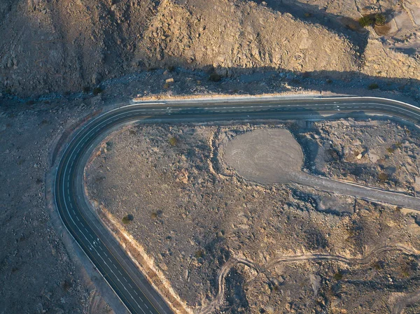 Letecký Pohled Jebel Jais Horské Pouštní Silnice Obklopená Pískovci Ras — Stock fotografie