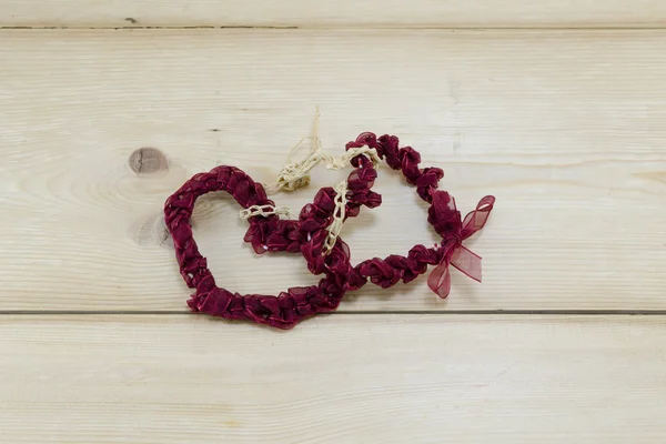 Two hearts made our of red lace — Stock Photo, Image