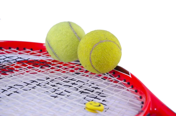 Ρακέτα του τένις με δυο μπάλες του τένις — Φωτογραφία Αρχείου