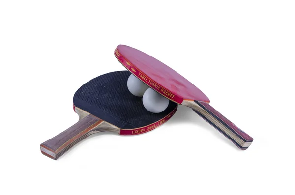 Two table tennis rackets and a ball isolated — Stock Photo, Image