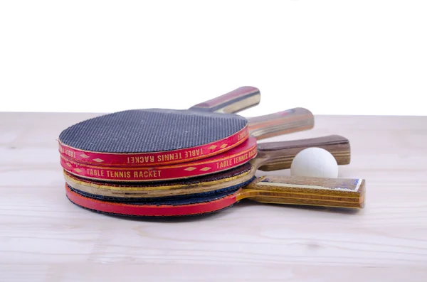 Bunch of old table tennis rackets — Stock Photo, Image