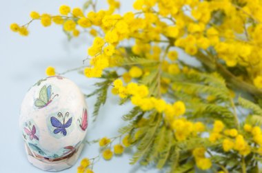 Hand painted Easter egg and mimosa clipart