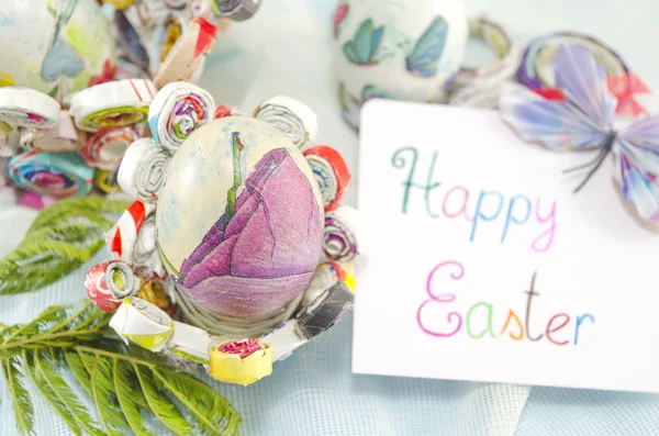 Handmade decoupage Easter egg — Stock Photo, Image