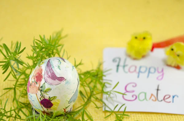 Hand painted decoupage Easter egg — Stock Photo, Image