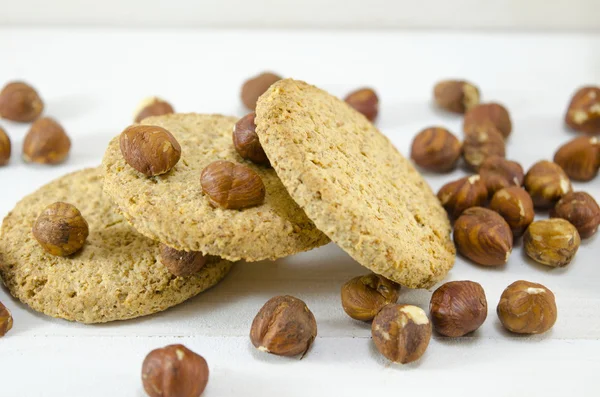 Ovesné vločky cookie a lískových ořechů — Stock fotografie