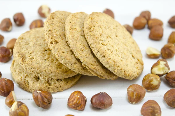 Ovesné vločky cookie a lískových ořechů — Stock fotografie