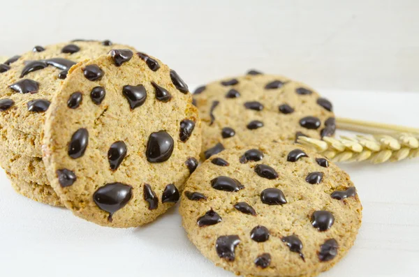 Chokolade chip cookies og hvede - Stock-foto