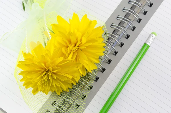 Sárga virág-ra-a jegyzetfüzet — Stock Fotó