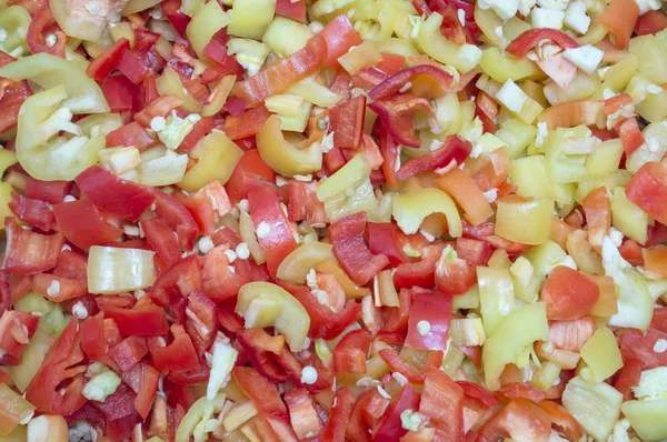 Peperoni affettati e pomodori sfondo — Foto Stock